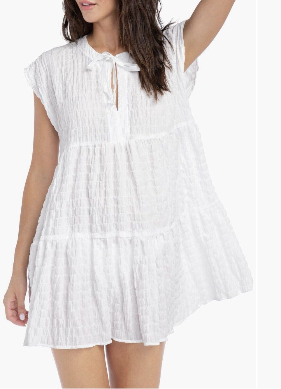 ROBIN PICCONE Women's Fiona Flouncy Cover Up Dress Size M- White NWOT